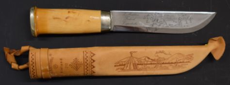 Finnish hunting/ fishing knife and sheath by Martini