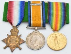 British Army WW1 medals comprising 1914/1915 Star, War Medal and Victory Medal, named to 13819 Pte G