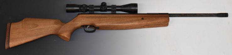 Webley Longbow .177 air rifle with chequered semi-pistol grip, raised cheek piece, adjustable