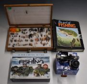 A fixed spool Cortland CX spinning reel in box, unused, fishing DVD and periodical sets and fly