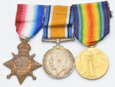 British Army WW1 medals comprising 1914/1915 Star, War Medal and Victory medal named to 12576 Pte