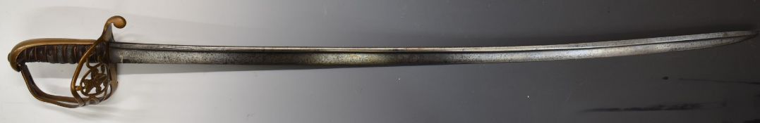 British 1822 pattern infantry officer's sword, with VR cypher to guard and 82cm pipeback blade