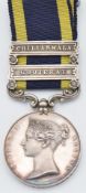 British Army Punjab Medal 1849 with clasps for Goojerat and Chilianwala, named to Samuel Cheetham