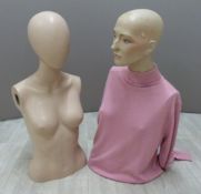 Two female shop display mannequins, height of tallest 81cm