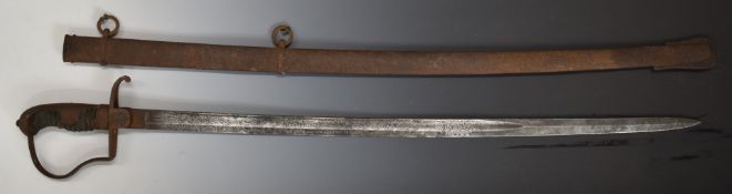 United States Navy, German stirup hilt sword with etched blade 'John Stark Newell, U.S.N', with