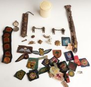 Small collection of metal and cloth buttons, badges, insignia and Boy Scout badges including Royal