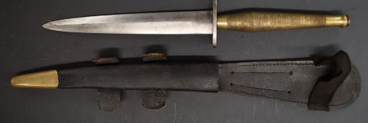 Indian Fairbairn Sykes 2nd pattern Commando fighting knife with 7 inch double edged blade,