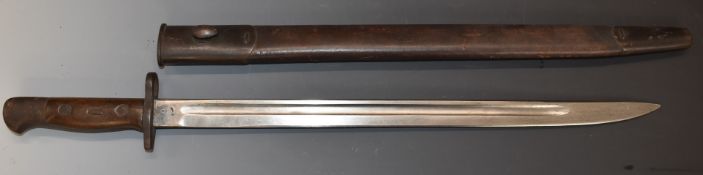 WW1 British 1907 pattern bayonet, the Wilkinson 43cm fullered blade with some clear stamps, with