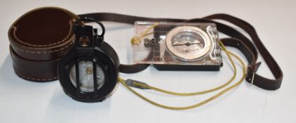 Francis Barker M73 prismatic compass, serial number 29971, with case and carry strap, together