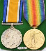 British Army WW1 medals comprising War Medal and Victory Medal named to 11272 Colour Sergeant C
