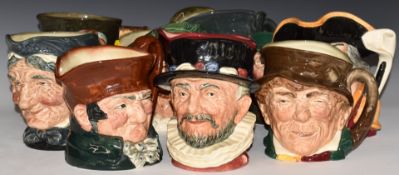 Ten large Royal Doulton character jugs including Cavalier, Paddy and Granny