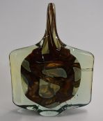 Mdina glass axe head vase signed 'Mdina 1980' to the base, 25cm tall.