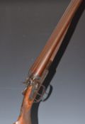 Unnamed 12 bore side by side hammer action shotgun with engraved locks, hammers, underside,