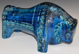 Aldo Londi for Bitossi retro / mid century pottery bull, H17, L32cm