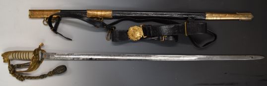 Royal Navy dress sword attributed to Captain David Peter Seely, with lion head pommel, wire bound