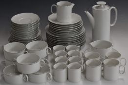 Thomas dinner and tea ware in white with platinum gilding /border, mostly six plus place settings