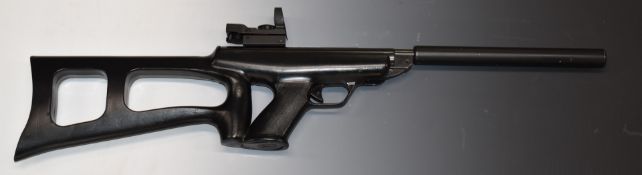 BSA Scorpion .22 target air pistol with custom skeleton shoulder stock, shaped and chequered grip,