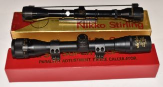 Two rifle scopes Nikko Stirling Tiara 4x28 and ASI Super Scope 4x32 wide angle, both in original