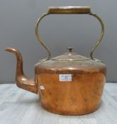 19thC novelty oversize copper kettle with dovetail joint to rear, length 42cm