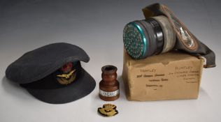 Royal Air Force Officer's cap with King's Crown badge, further badge, candlestick with an