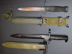 WW2 American M7 bayonet with 16.5cm blade and scabbard marked US M8A1, together with a copy of an M1