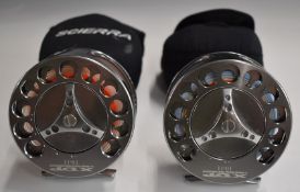 Two XDP X-Treme drag performance 10-11 fly fishing reels with lines, in soft cases