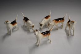 Six Beswick hounds
