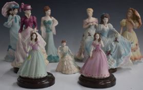 Eleven Coalport / Royal Doulton figurines including Diana, Chiswick Walk, Evening of the Opera,