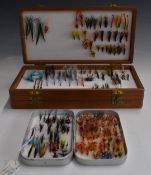 Two Wheatley fly boxes with salmon shrimp flies, trebles, tube flies etc