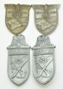 Four German WW2 Third Reich Nazi badges, two for Krim (Crimea) 1941/1942 and two for Narvik 1940