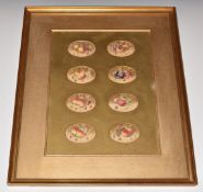 Harry Ayrton (Royal Worcester artist), framed set of eight watercolour studies still life of painted