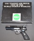 Webley Tempest .22 air pistol with shaped and chequered grips, in original box with outer protective