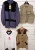 Four shooting/ fishing jackets comprising Perazzi Sport Polo jacket with tags (XL), Gelert fishing