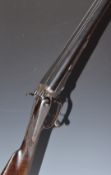 Churchill 12 bore side by side hammer action shotgun with named and engraved locks, engraved