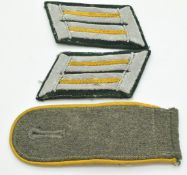 German Army WW2 Cavalry Officer's collar badges, together with a Luftwaffe shoulder board,