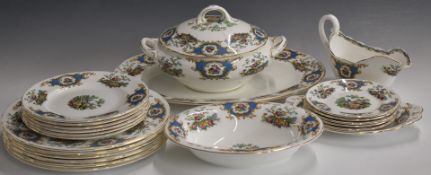 Approximately twenty pieces of Coalport dinner ware decorated in the Broadway Blue pattern