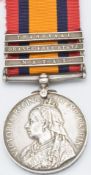 British Army Queen's South Africa Medal 1899 with clasps for Natal, Orange Free State and Transvaal,