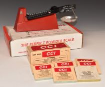 Eight-hundred CCI large rifle primers together with a Lee Safety Powder Scale, both in original