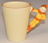 Clarice Cliff for Wilkinson Pottery mug with figural pixie handle, H10cm