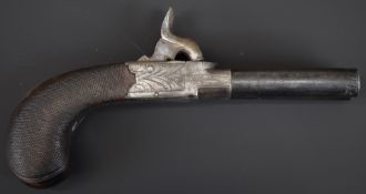 Wheeler & Son of London double barrelled side by side percussion hammer action pistol with named and