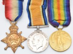 British Army WW1 medals comprising 1914/1915 Star, War Medal and Victory Medal named to 12565 Pte
