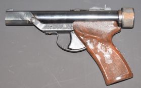 HY-Score .22 target air pistol with engraved frame, shaped and chequered Bakelite grips and