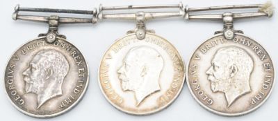 British Army WW1 medals comprising three Victory Medals named to 157395 Sgt H J Sims, Royal