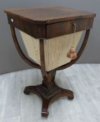 Victorian rosewood work table with four shaped supports raised on a square tapering gnarled