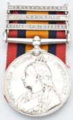 British Army Queen's South Africa Medal 1899 with clasps for Relief of Kimberley, Paardeberg and