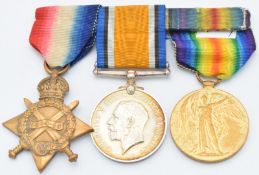 British Army WW1 medals comprising 1914/1915 Star, War Medal and Victory Medal named to 9580 Pte G H