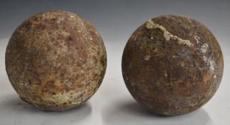 Two antique cannon balls, diameter approximately 15cm