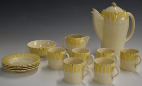 Susie Cooper part coffee set in a sunray design, pattern no 8601, H18cm