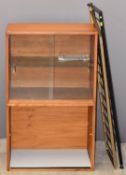 Retro / mid century Ladderax components, to include a glazed unit with sliding glass doors, a