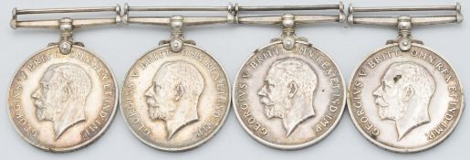 British Army WW1 four Army Service Corps War Medals named to 135685 Pte T H Stone, 21194 Pte C H